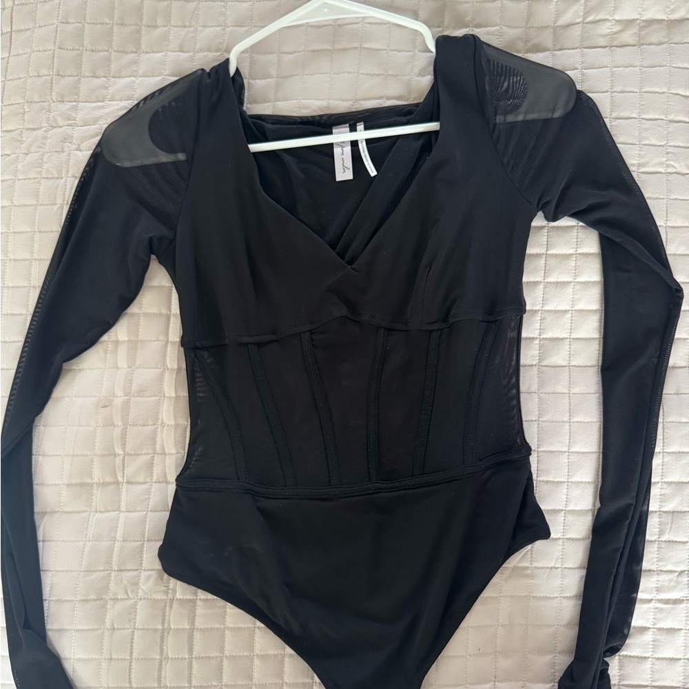 Urban Outfitters Black Plunging V-Neck Bodysuit